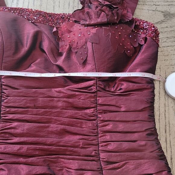Burgendy red taffeta evening dress 2 piece fits size 6-8 ❤ - Picture 13 of 16